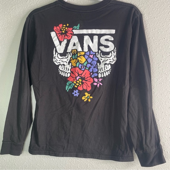 Vans Women Black Top T Shirt Long sleeve Large - Picture 2 of 3